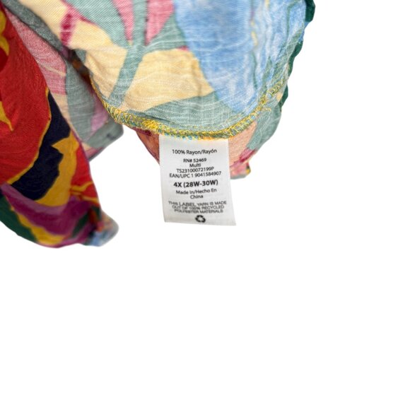 Terra & Sky Top Blouse Womens 4X Floral Multicolor Colorful Babydoll Tiered Boho - Picture 8 of 8